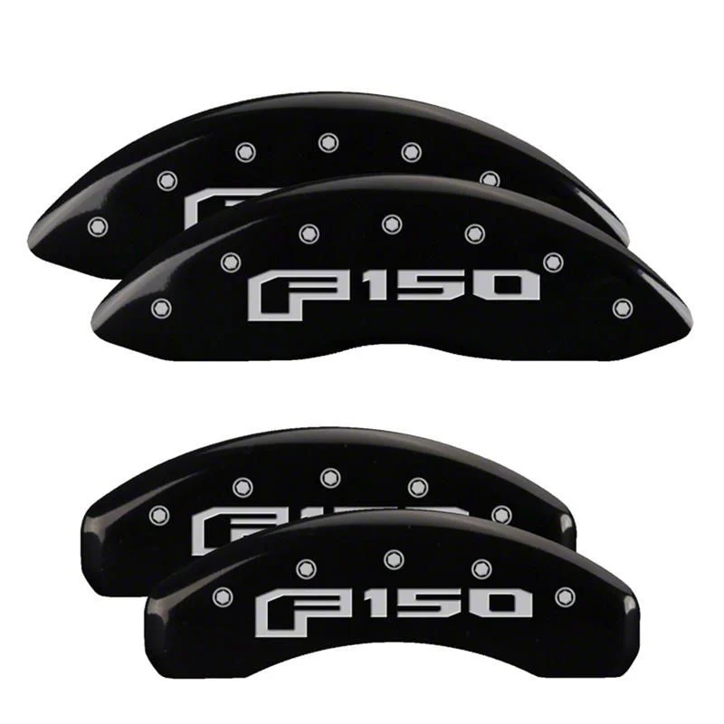MGP Brake Caliper Covers with 2015 Style F-150 Logo; Black; Front and Rear (12-14 F-150; 15-20 F-150 w/ Manual Parking Brake)