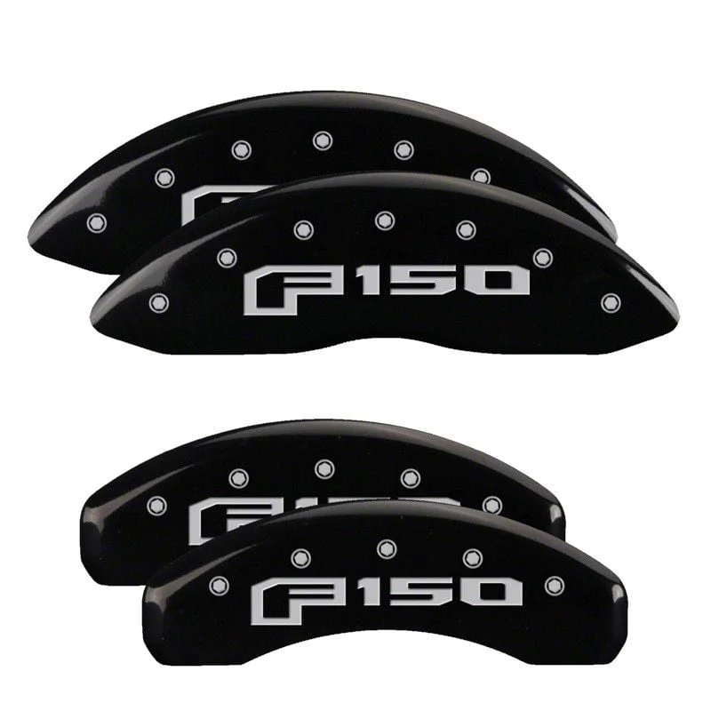 MGP Brake Caliper Covers with 2015 Style F-150 Logo; Black; Front and Rear (21-26 F-150)