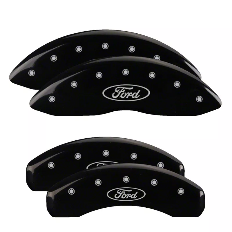 MGP Brake Caliper Covers with Ford Oval Logo; Black; Front and Rear (21-26 F-150)