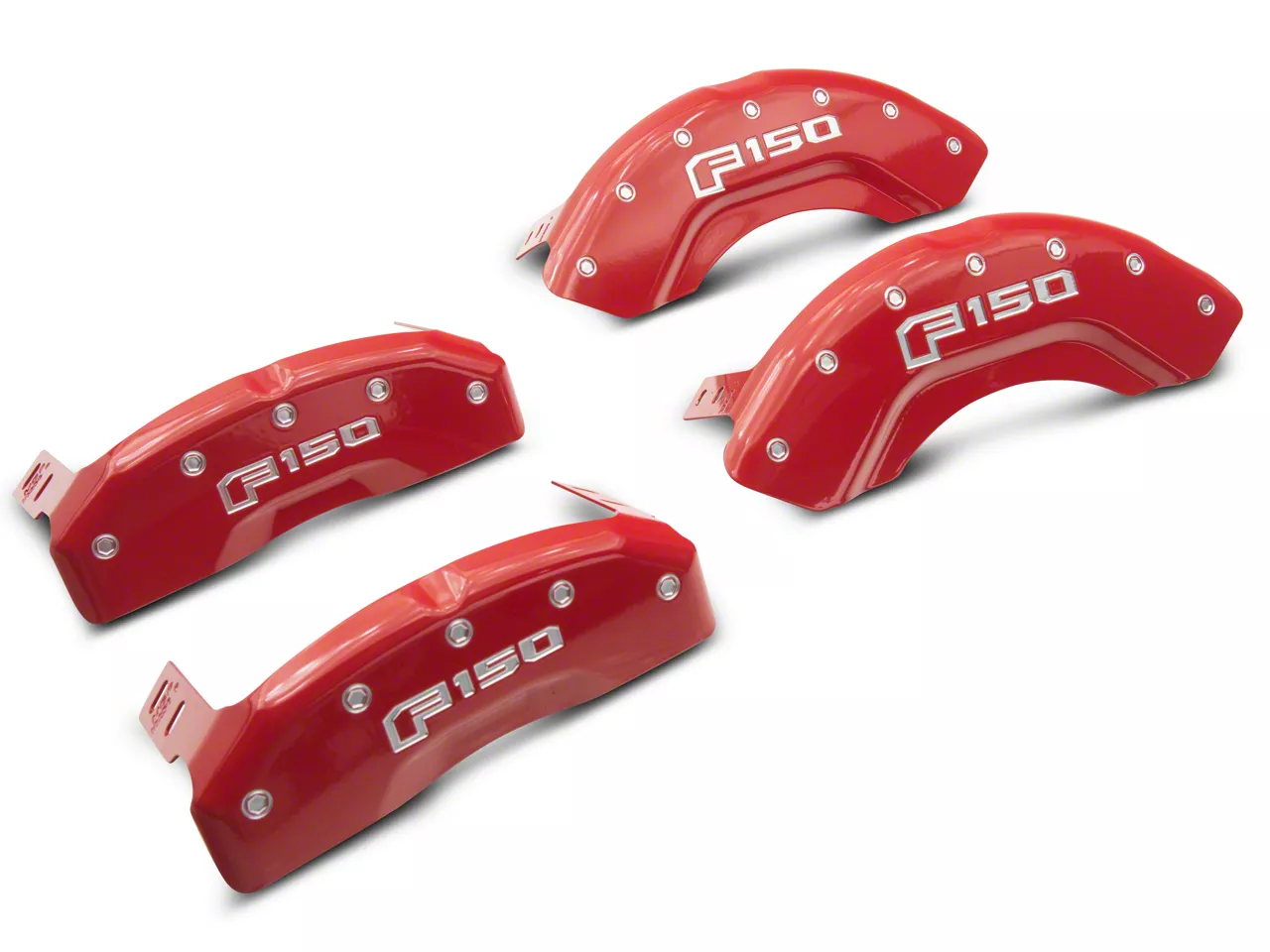 MGP Brake Caliper Covers with 2015 Style F-150 Logo; Red; Front and Rear (21-26 F-150)