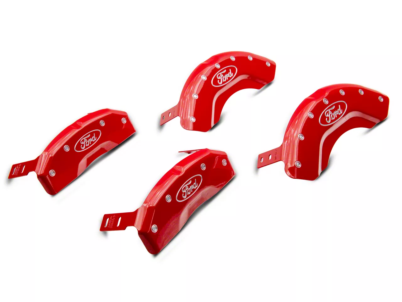 MGP Brake Caliper Covers with Ford Oval Logo; Red; Front and Rear (21-26 F-150)