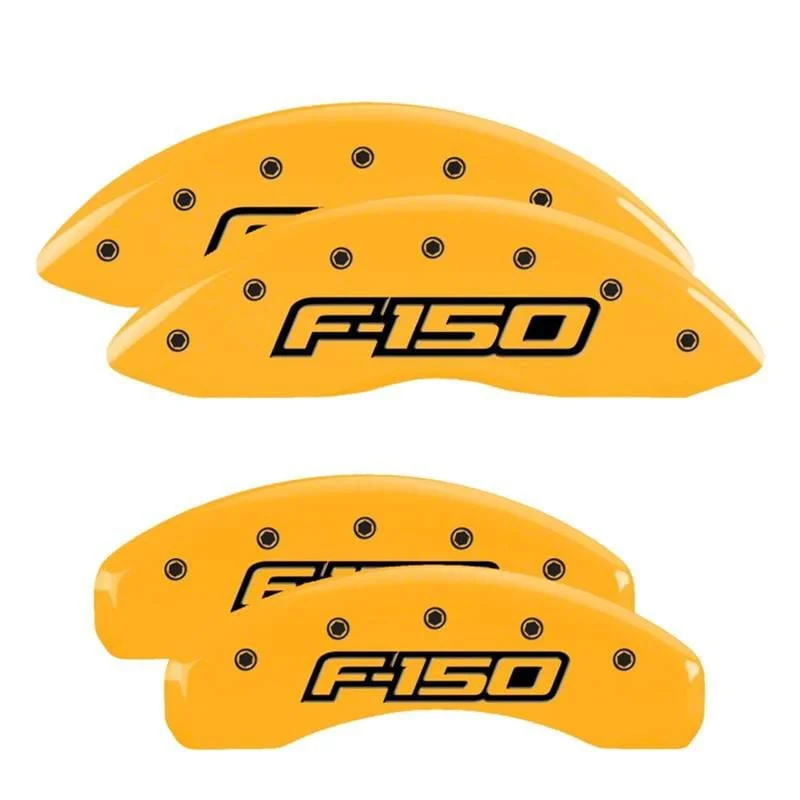 MGP Brake Caliper Covers with 2009 Style F-150 Logo; Yellow; Front and Rear (12-14 F-150; 15-20 F-150 w/ Manual Parking Brake)
