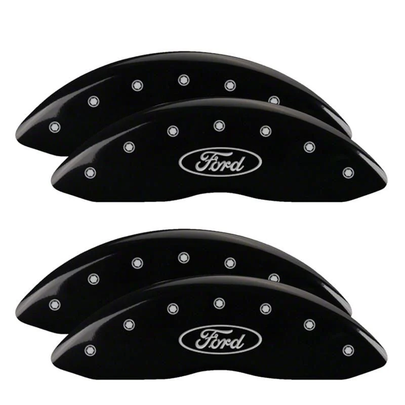 MGP Brake Caliper Covers with Ford Oval Logo; Black; Front and Rear (11-12 F-350 Super Duty)