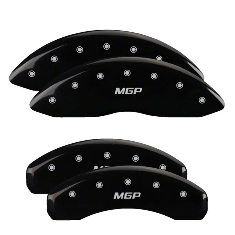 MGP Brake Caliper Covers with MGP Logo; Black; Front and Rear (19-26 RAM 1500 w/ Standard Rear Calipers)
