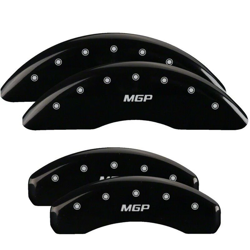 MGP Brake Caliper Covers with MGP Logo; Black; Front and Rear (19-26 RAM 1500 w/ Alternate Rear Calipers)