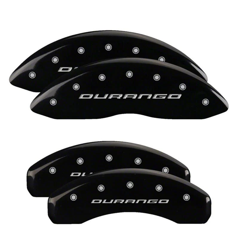MGP Brake Caliper Covers with Durango Logo; Black; Front and Rear (06-10 RAM 1500, Excluding SRT-10)