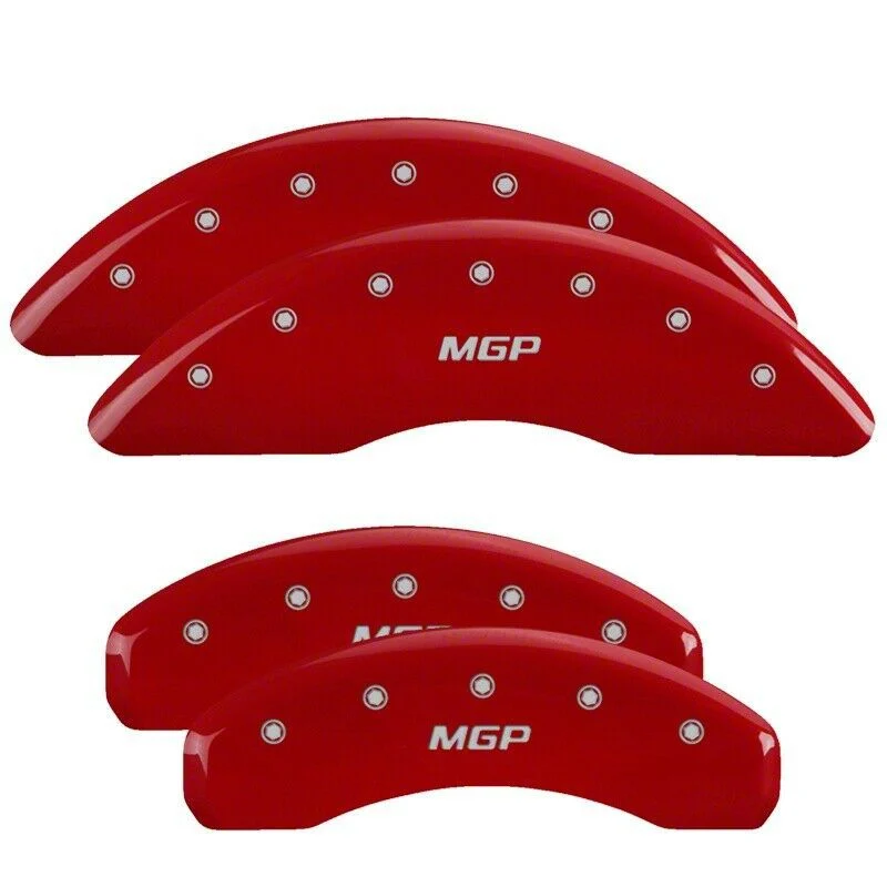 MGP Brake Caliper Covers with MGP Logo; Red; Front and Rear (19-26 RAM 1500 w/ Alternate Rear Calipers)