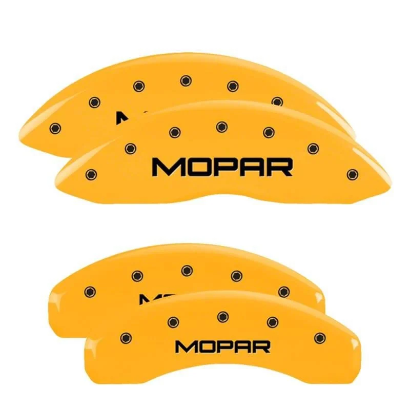 MGP Brake Caliper Covers with MOPAR Logo; Yellow; Front and Rear (19-26 RAM 1500 w/ Standard Rear Calipers)
