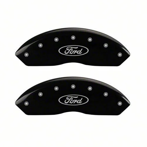 MGP Brake Caliper Covers with Ford Oval Logo; Black; Front and Rear (19-23 Ranger)