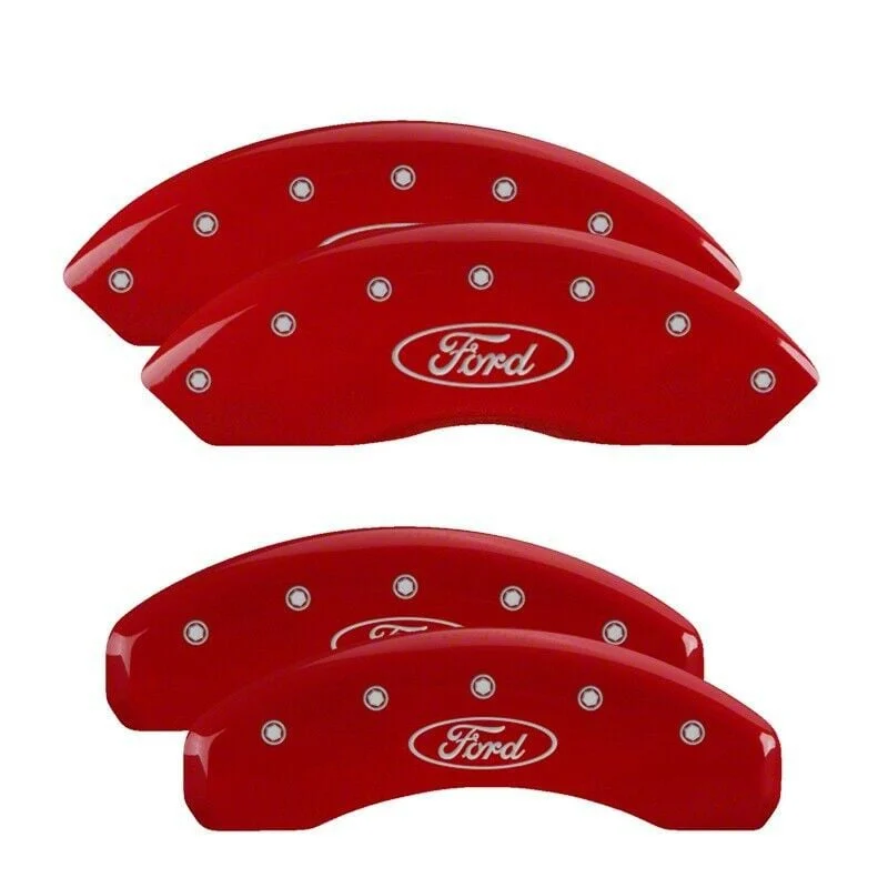 MGP Brake Caliper Covers with Ford Oval Logo; Red; Front and Rear (19-23 Ranger)