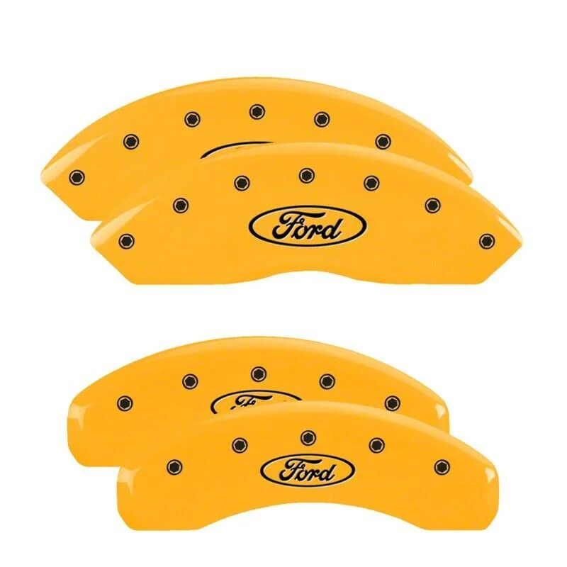 MGP Brake Caliper Covers with Ford Oval Logo; Yellow; Front and Rear (19-23 Ranger)