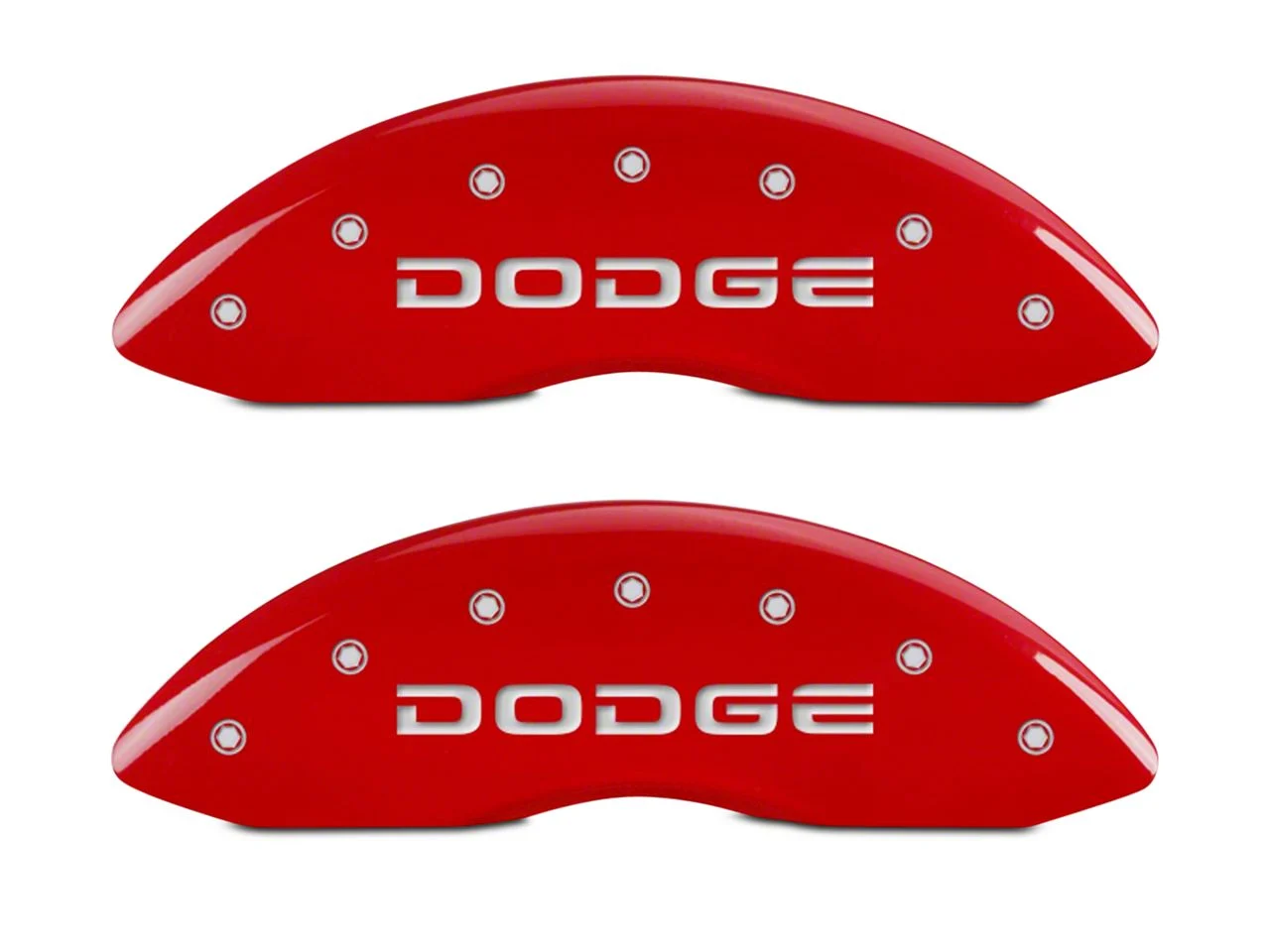 MGP Brake Caliper Covers with Broken Dodge; Red; Front and Rear (02-05 RAM 1500, Excluding SRT-10)