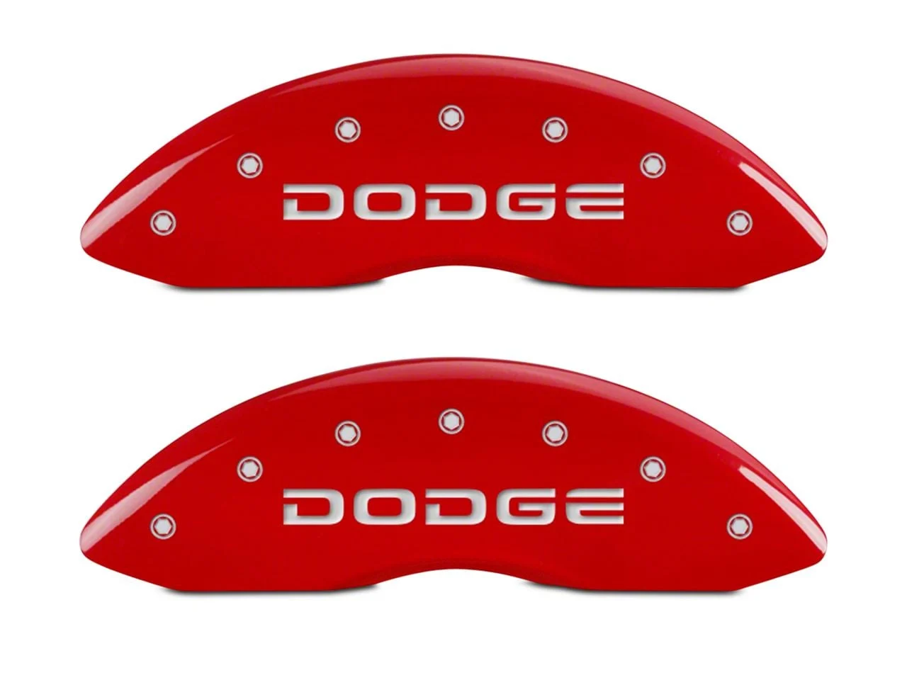 MGP Brake Caliper Covers with Broken Dodge; Red; Front and Rear (06-10 RAM 1500, Excluding SRT-10)