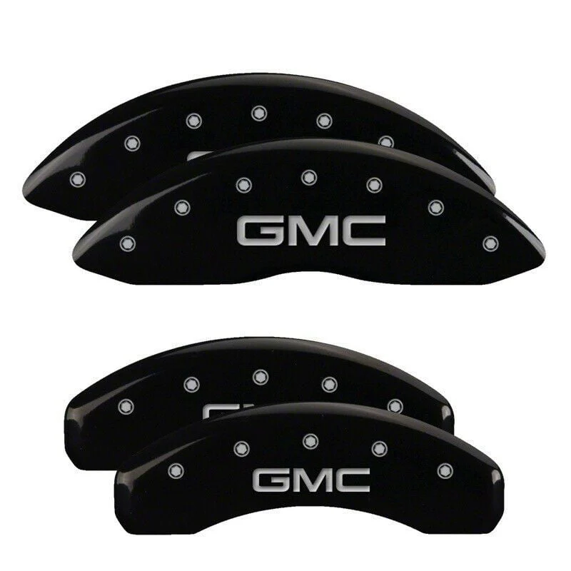 MGP Brake Caliper Covers with GMC Logo; Black; Front and Rear (19-26 Sierra 1500)
