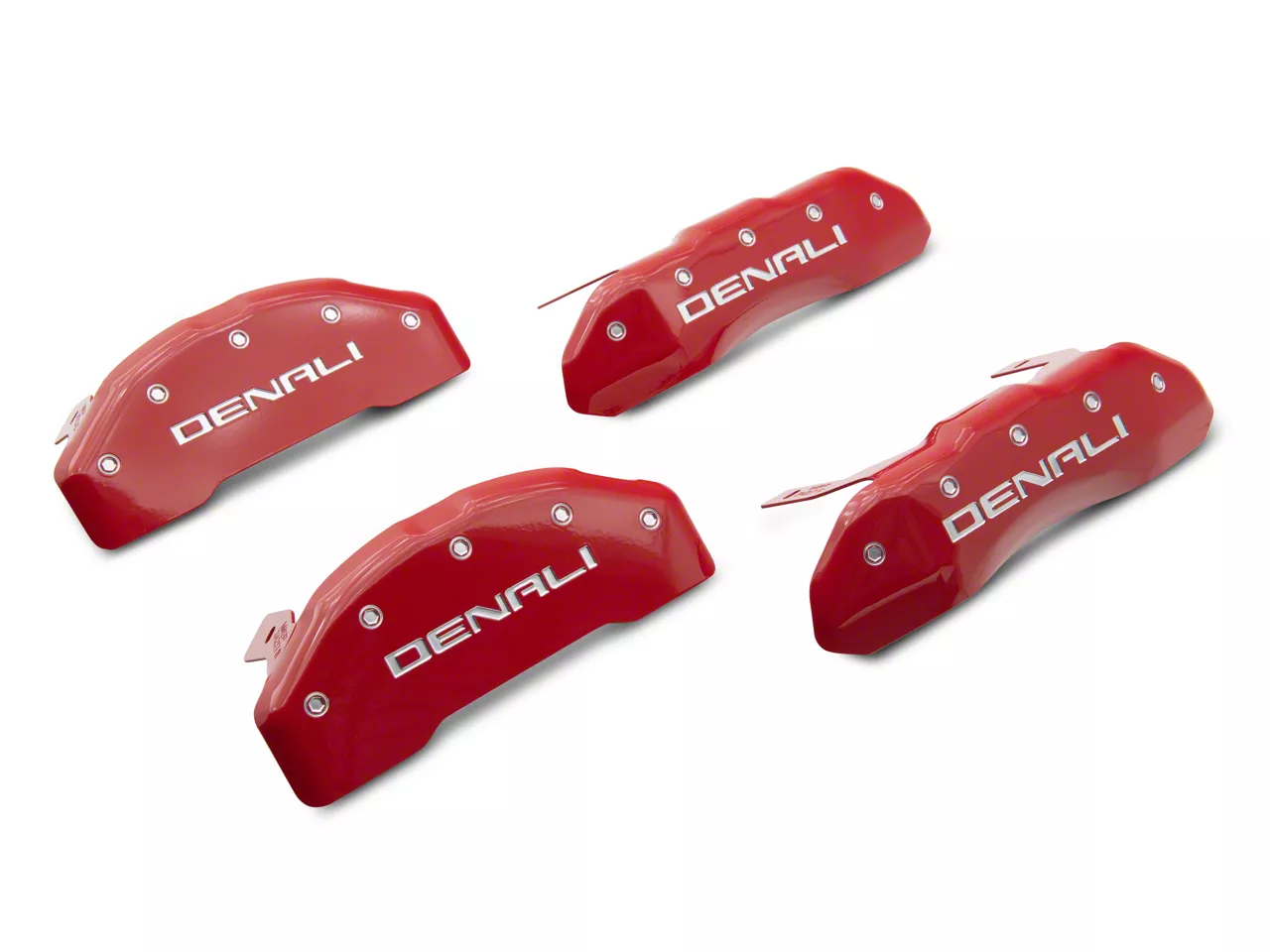 MGP Brake Caliper Covers with Denali Logo; Red; Front and Rear (19-26 Sierra 1500)