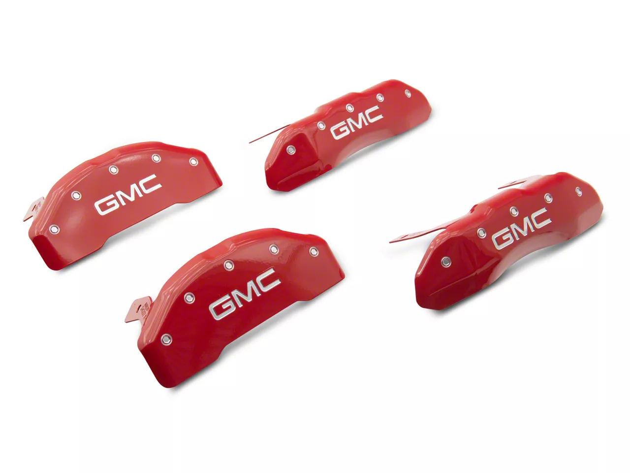 MGP Brake Caliper Covers with GMC Logo; Red; Front and Rear (19-26 Sierra 1500)