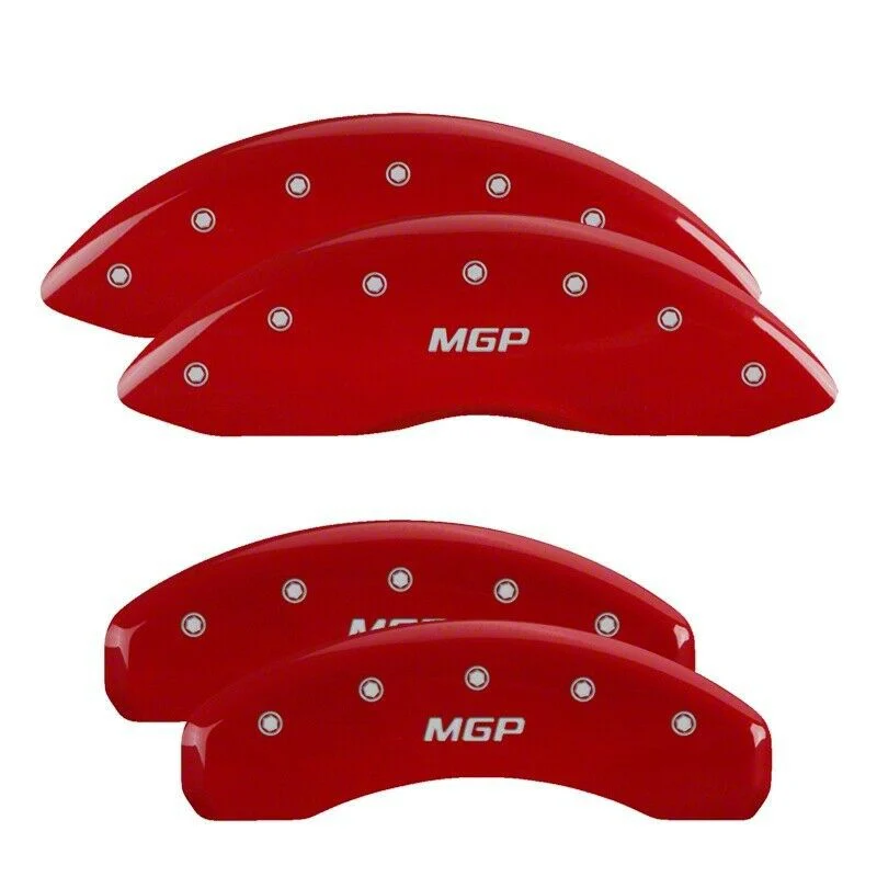 MGP Brake Caliper Covers with MGP Logo; Red; Front and Rear (19-26 Sierra 1500)