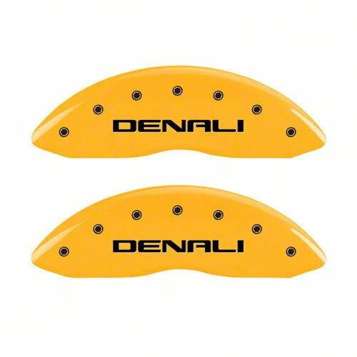 MGP Brake Caliper Covers with Denali Logo; Yellow; Front and Rear (19-26 Sierra 1500)