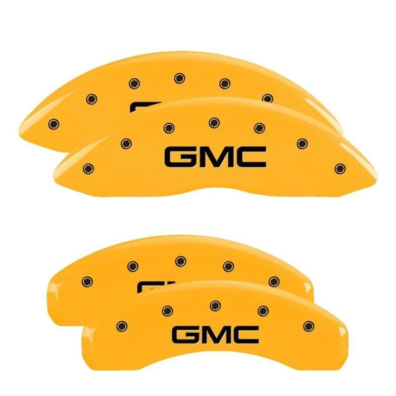 MGP Brake Caliper Covers with GMC Logo; Yellow; Front and Rear (19-26 Sierra 1500)