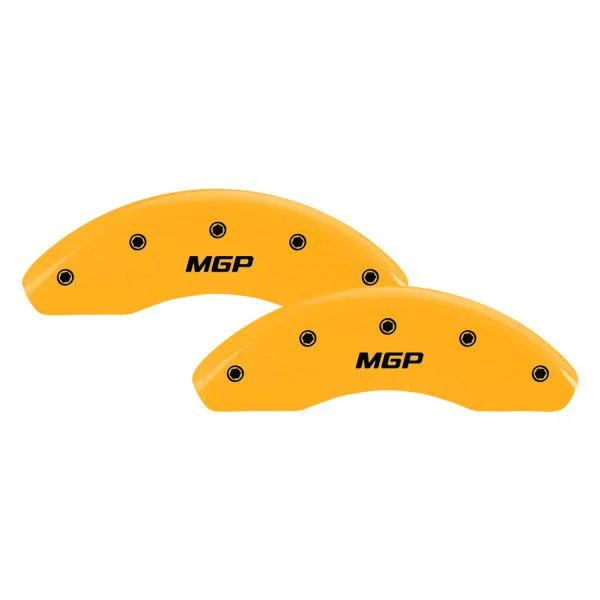 MGP Brake Caliper Covers with MGP Logo; Yellow; Front and Rear (00-06 4WD Sierra 1500 w/ Dual Piston Rear Calipers)