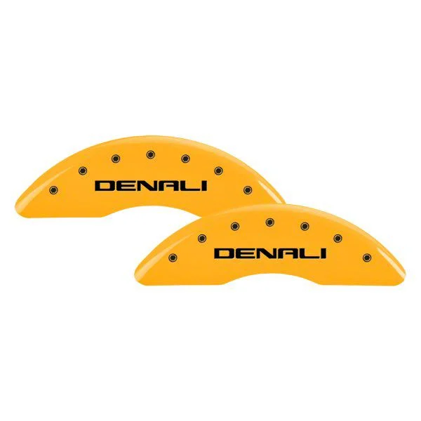 MGP Brake Caliper Covers with Denali Logo; Yellow; Front and Rear (11-19 Sierra 2500 HD)