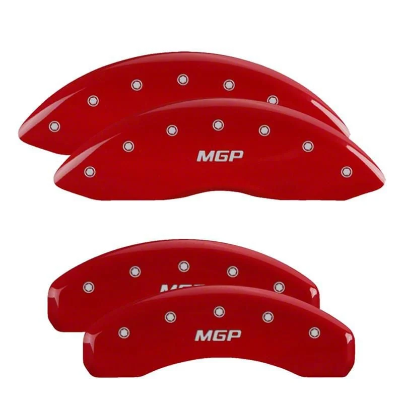 MGP Brake Caliper Covers with MGP Logo; Red; Front and Rear (19-26 Silverado 1500)