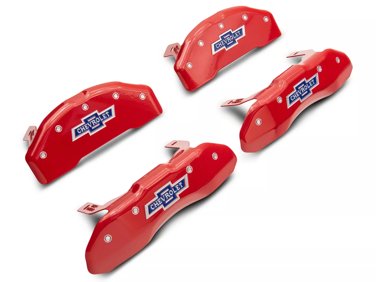 MGP Brake Caliper Covers with 100 Anniversary Logo; Red; Front and Rear (19-26 Silverado 1500)