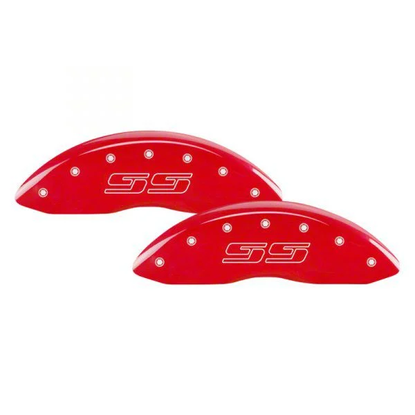 MGP Brake Caliper Covers with Avalanche Style SS Logo; Red; Front and Rear (00-06 Silverado 1500 w/ Dual Piston Rear Calipers)