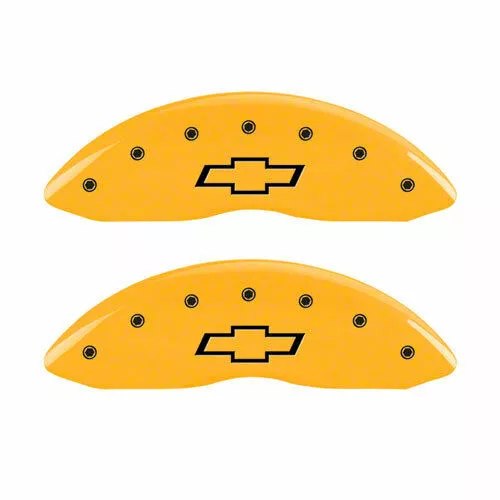 MGP Brake Caliper Covers with Bowtie Logo; Yellow; Front and Rear (19-26 Silverado 1500)