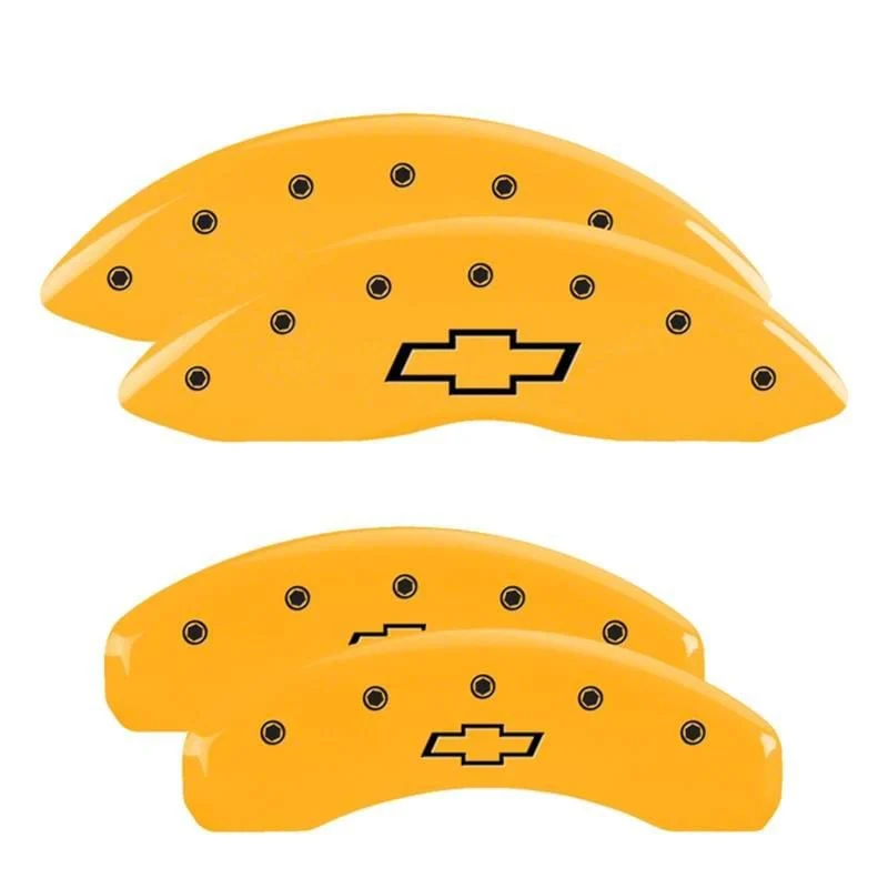 MGP Brake Caliper Covers with Bowtie Logo; Yellow; Front and Rear (00-06 Silverado 1500 w/ Dual Piston Rear Calipers)