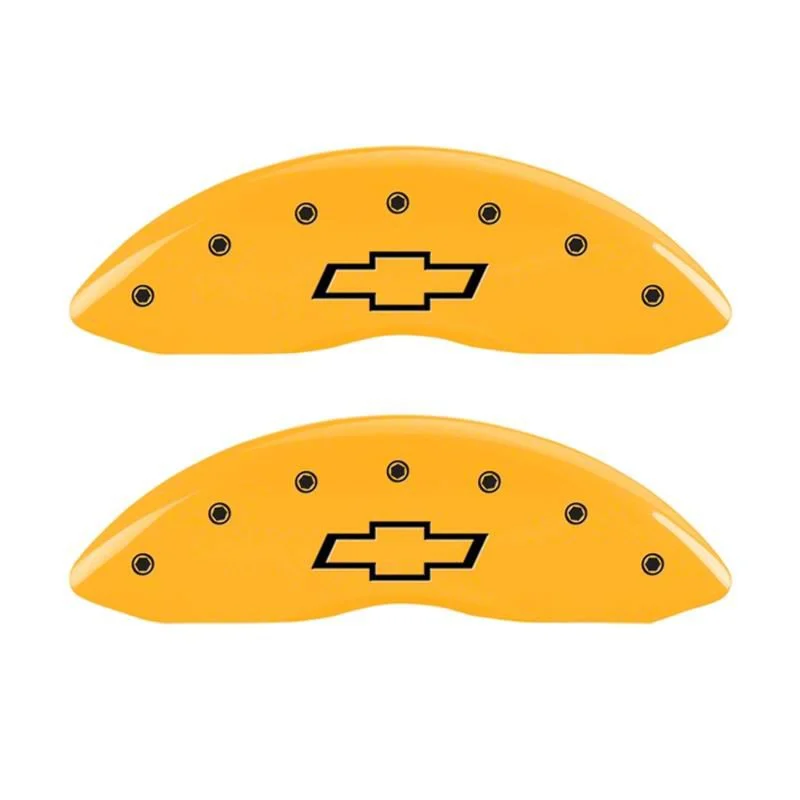 MGP Brake Caliper Covers with Bowtie Logo; Yellow; Front Only (05-07 Silverado 1500)