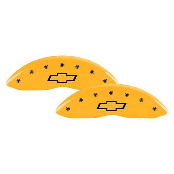 MGP Brake Caliper Covers with Bowtie Logo; Yellow; Front and Rear (08-10 Silverado 2500 HD)