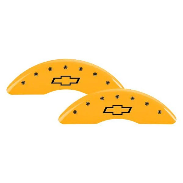 MGP Brake Caliper Covers with Bowtie Logo; Yellow; Front and Rear (11-19 Silverado 2500 HD)