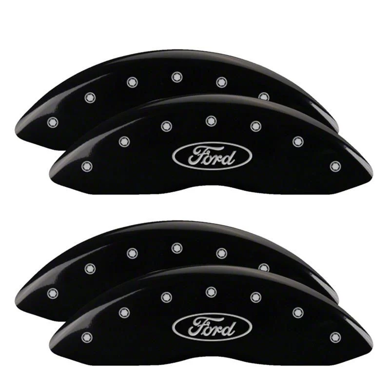 MGP Brake Caliper Covers with Ford Oval Logo; Black; Front and Rear (11-12 F-250 Super Duty)