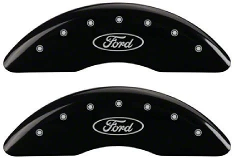 MGP Brake Caliper Covers with Ford Oval Logo; Black; Front and Rear (13-22 F-250 Super Duty)