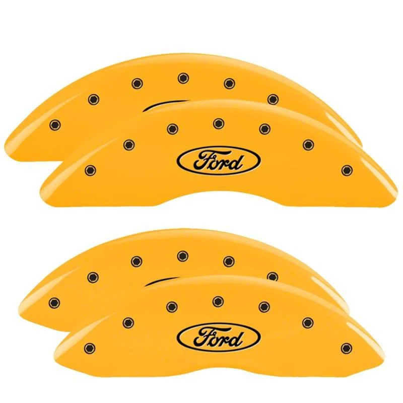 MGP Brake Caliper Covers with Ford Oval Logo; Yellow; Front and Rear (13-22 F-250 Super Duty)