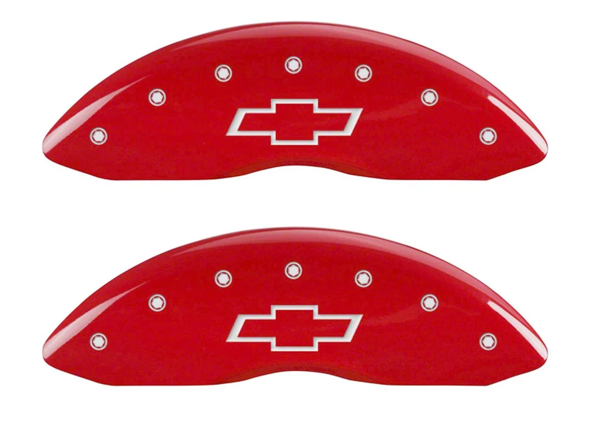 MGP Brake Caliper Covers with Bowtie Logo; Red; Front and Rear (07-14 Tahoe)