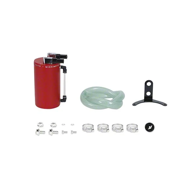 Mishimoto Aluminum Oil Catch Can; Large; Wrinkle Red (Universal; Some Adaptation May Be Required)