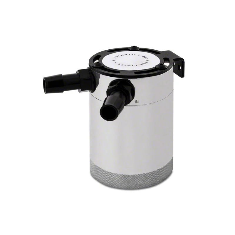 Mishimoto 2-Port Compact Baffled Oil Catch Can; Polished (Universal; Some Adaptation May Be Required)