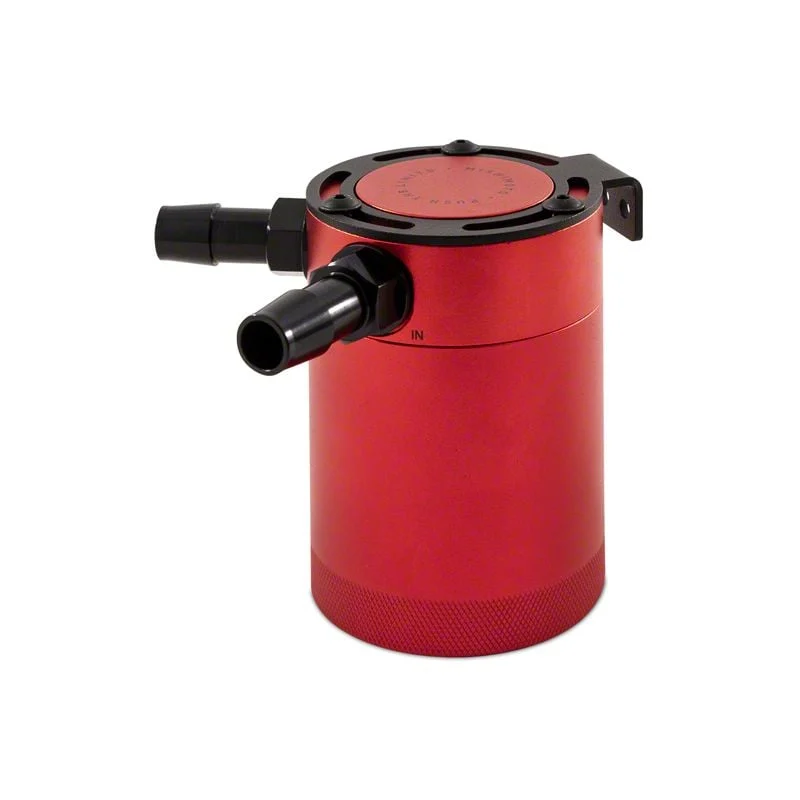 Mishimoto 2-Port Compact Baffled Oil Catch Can; Red (Universal; Some Adaptation May Be Required)