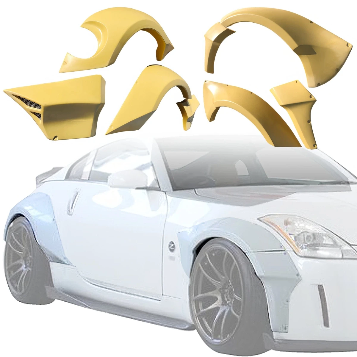 FRP SDAS Wide Body Fender Flares Set 8pc > Nissan 350Z (Z33) 2003-2008 - 110245