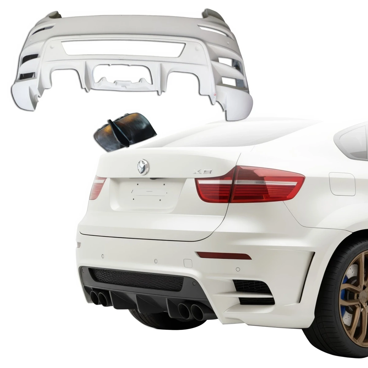 FRP LUMM Rear Bumper w Diffuser > BMW X6 2008-2014 > 5dr - 110792
