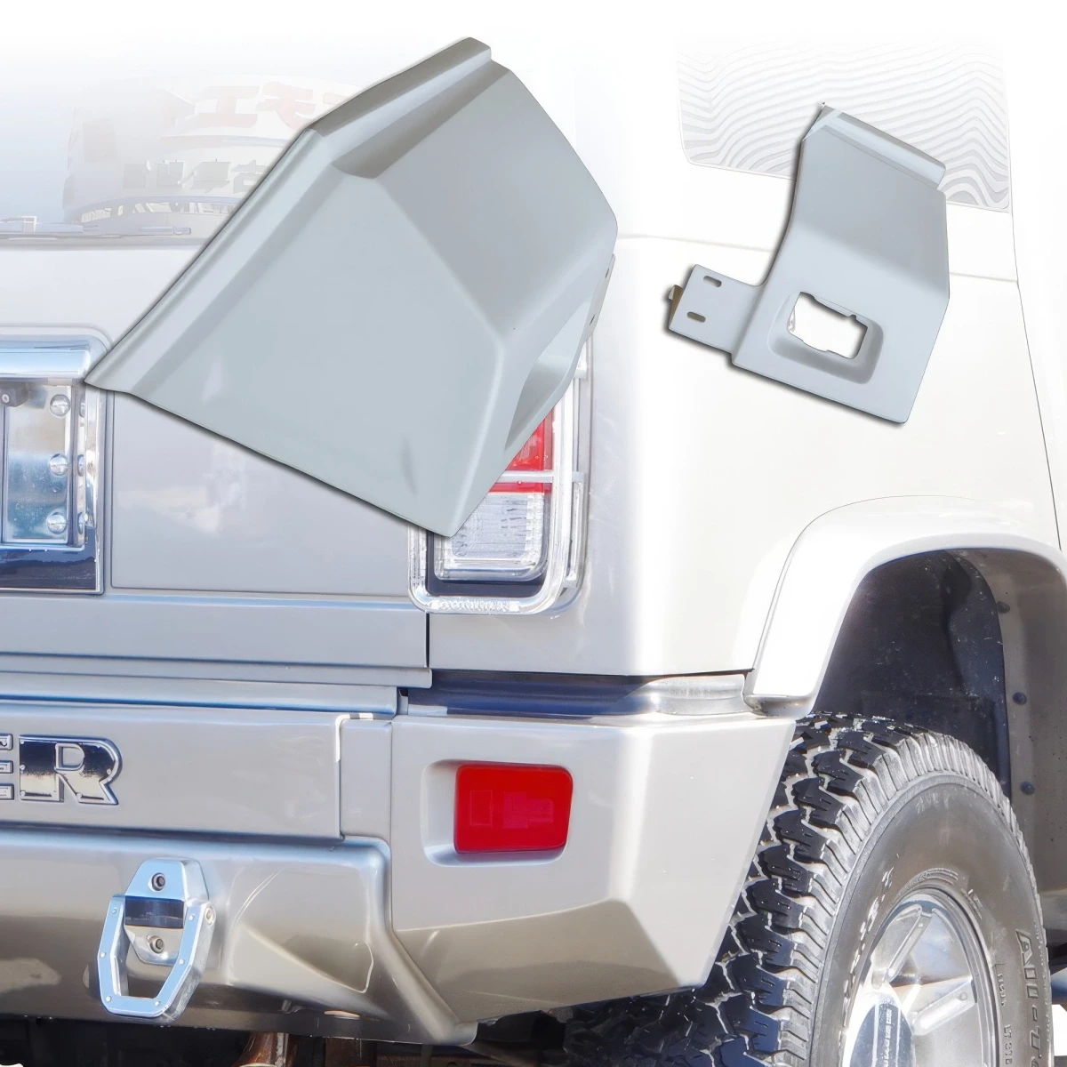 Hummer H2 FRP Rear Bumper Spat Add-Ons - Modelodrive