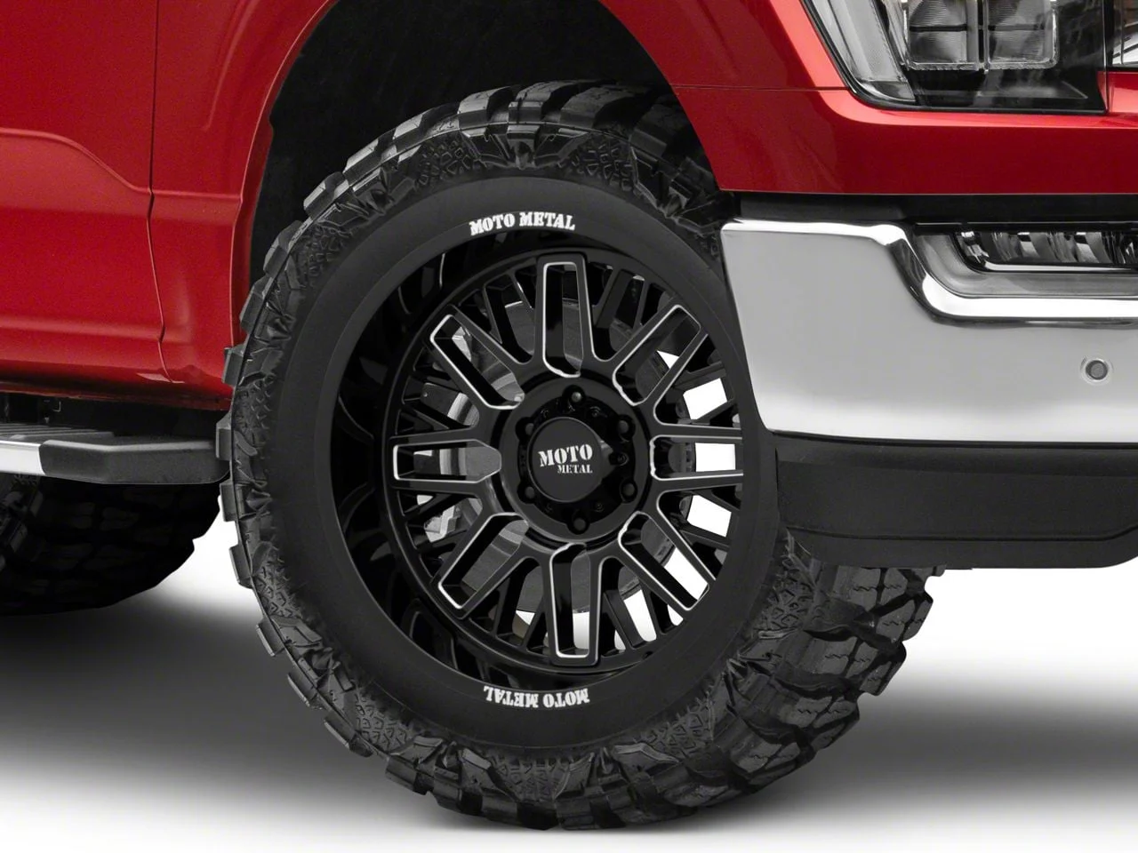 Moto Metal MO802 Gloss Black Milled 6-Lug Wheel; 20x10; -18mm Offset (21-26 F-150)