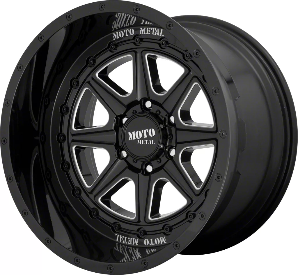 Moto Metal MO801 Phantom Gloss Black Milled 6-Lug Wheel; 20x10; -18mm Offset (19-26 RAM 1500)
