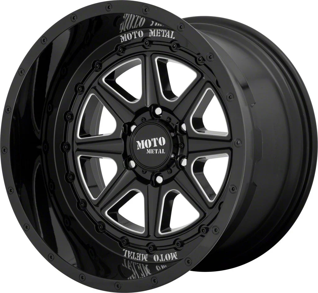 Moto Metal MO801 Phantom Gloss Black Milled 6-Lug Wheel; 22x12; -44mm Offset (19-26 RAM 1500)