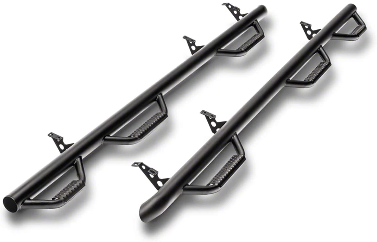N-Fab Wheel 2 Wheel Bed Access Nerf Side Step Bars; Textured Black (03-09 RAM 3500 Quad Cab w/ 8-Foot Box)