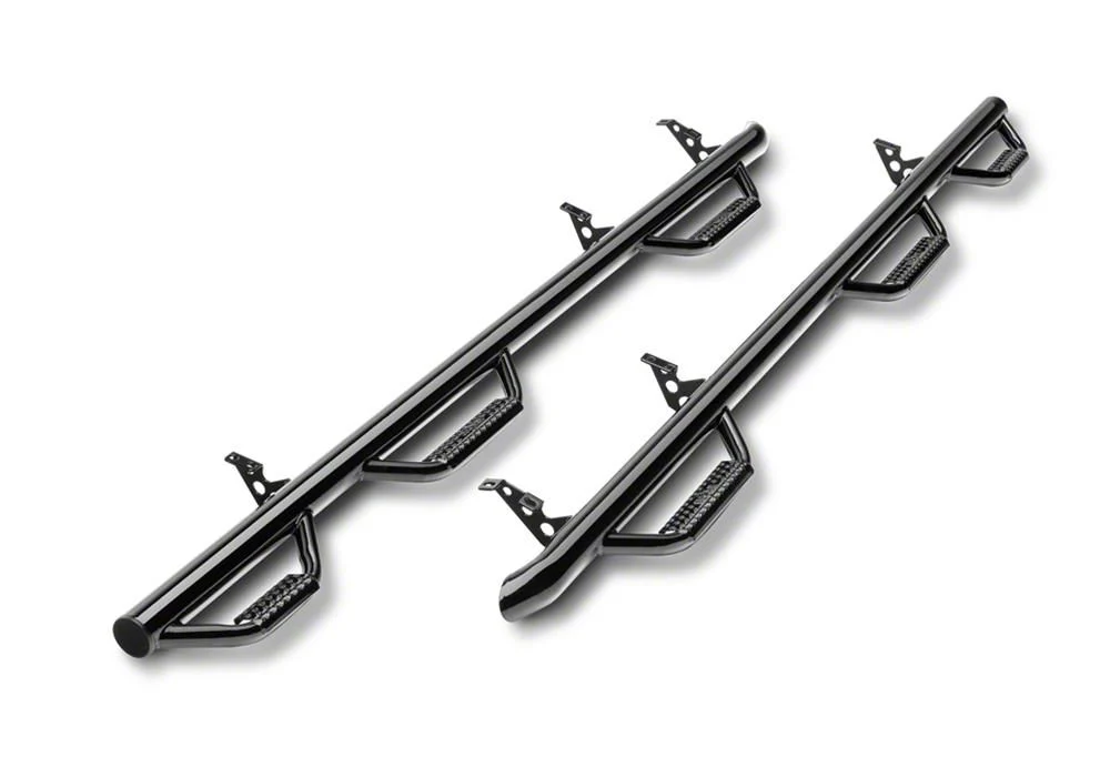 N-Fab Wheel 2 Wheel Bed Access Nerf Side Step Bars; Gloss Black (03-09 RAM 3500 Quad Cab w/ 8-Foot Box)
