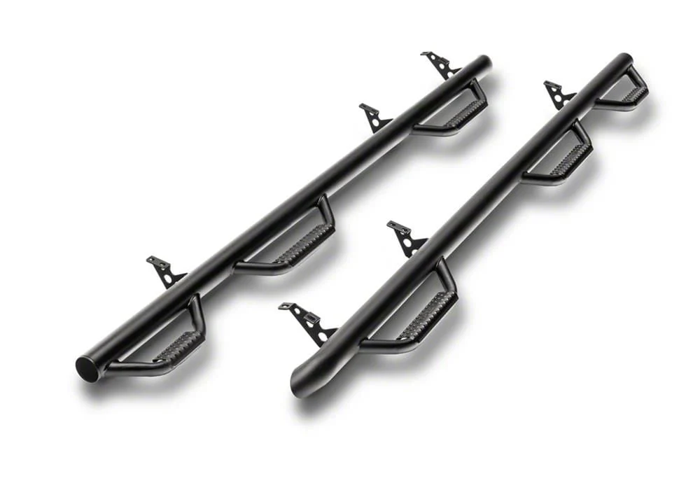 N-Fab Wheel 2 Wheel Bed Access Nerf Side Step Bars; Textured Black (03-09 RAM 3500 Quad Cab w/ 6.4-Foot Box)