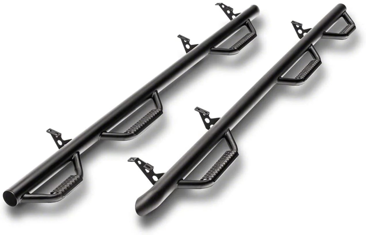 N-Fab Wheel 2 Wheel Bed Access Nerf Side Step Bars; Textured Black (10-18 RAM 3500 Crew Cab w/ 8-Foot Box)